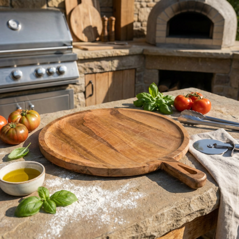 Holzbrett Schneidbrett Küchenbrett Pizzabrett Präsentation L 39,5 cm Ø